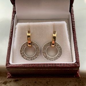 NEW 14KTT Circle of Love Diamond Drop Earrings